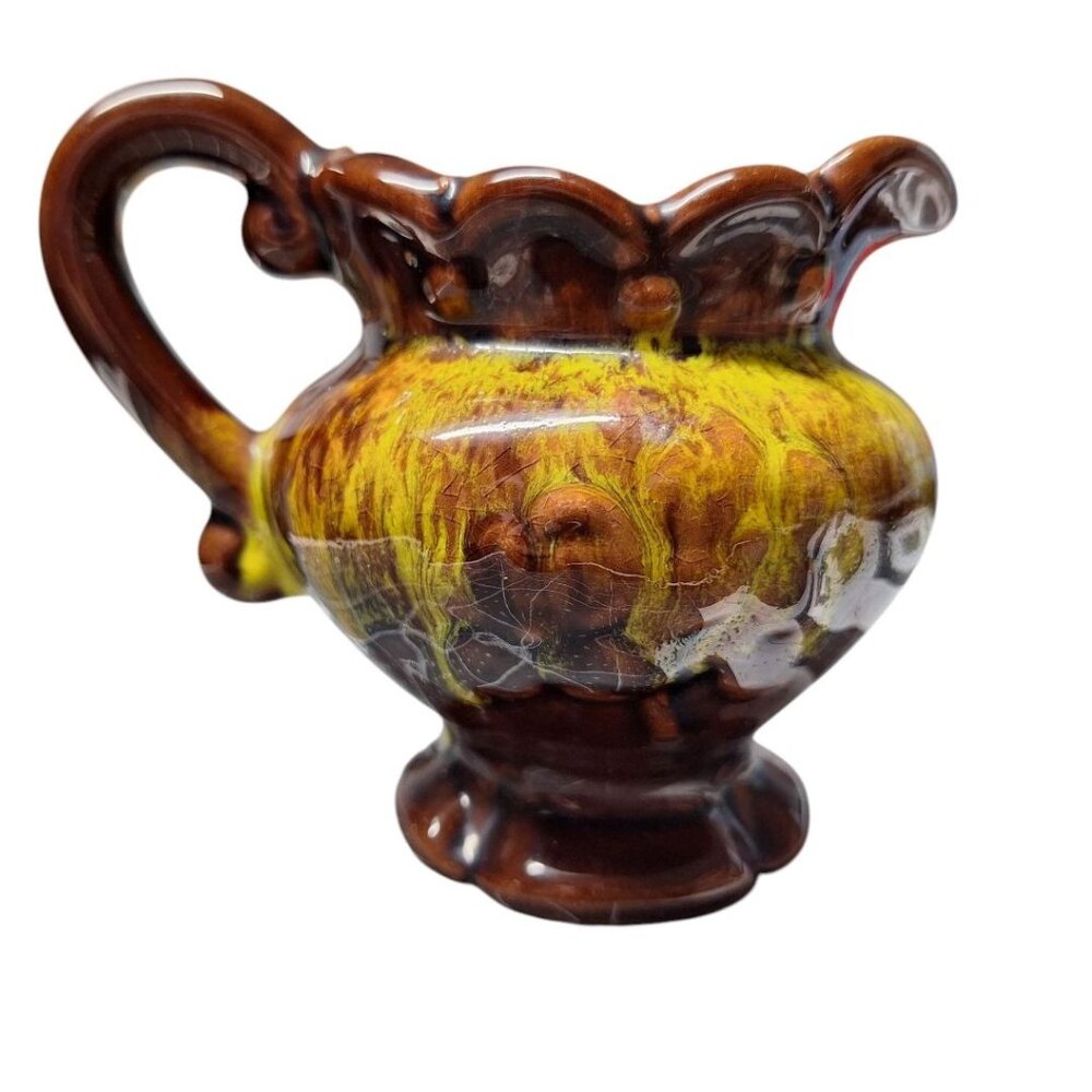 Sault Sainte Marie Souvenir Drip Art Pottery Small Ontario Tourist Pitcher Cream